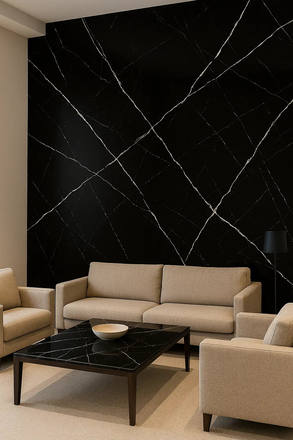 Plaque PVC marbre "Carrara black" Ma boutique