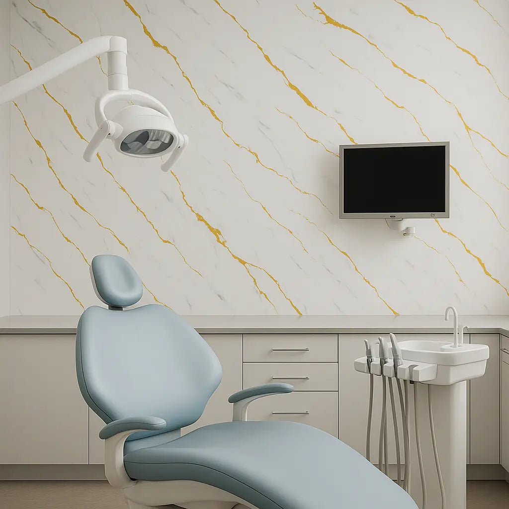 Plaque PVC marbre "Carrara gold" Ma boutique